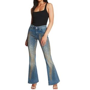 Vintage Y2K OTB One Tuff Babe Stretch Animal Print Flare Jeans  - Size 11 / 12